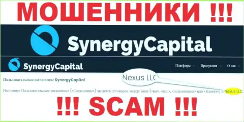 Юридическое лицо, управляющее internet мошенниками SynergyCapital Top это Нексус ЛЛК