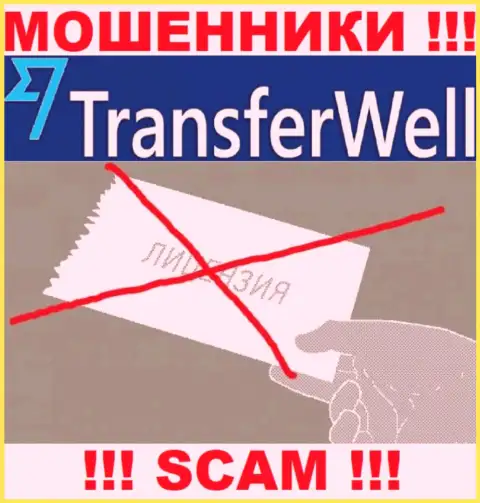 Вы не сумеете откопать инфу об лицензии интернет лохотронщиков TransferWell Net, потому что они ее не сумели получить