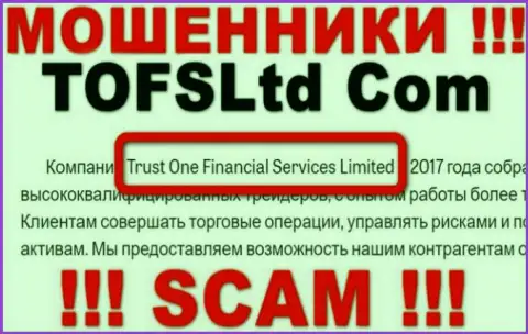 Свое юр лицо компания Тофс Лтд не скрывает - это Trust One Financial Services Limited