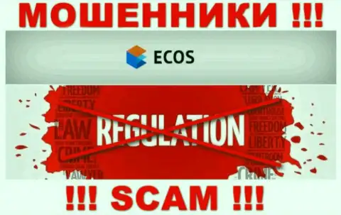На сайте мошенников Ecos Am нет информации о регуляторе - его попросту нет