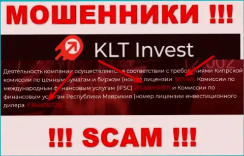 Хотя KLTInvest Com и указывают на web-ресурсе лицензионный документ, знайте - они в любом случае МАХИНАТОРЫ !!!