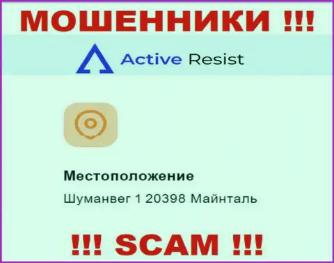 Юридический адрес регистрации Active Resist на официальном веб-ресурсе липовый ! Будьте крайне осторожны !!!