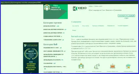 Обзорный материал о условиях спекулирования ФОРЕКС дилера KIEXO, расположенный на сайте директори финансмагнатес Ком