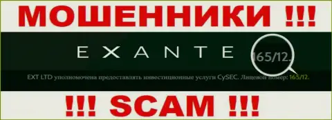 Осторожно, зная лицензию на осуществление деятельности Exanten Com с их интернет-портала, избежать незаконных манипуляций не удастся - это ВОРЫ !!!