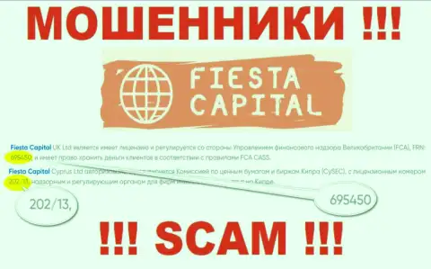 Номер лицензии на портале FiestaCapital - это один из вариантов затягивания доверчивых людей