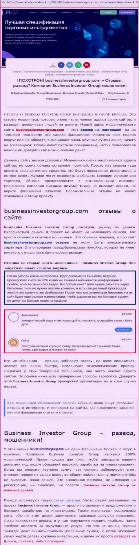 Business Investor Group однозначные internet мошенники, будьте очень бдительны доверившись им (обзор мошеннических деяний)