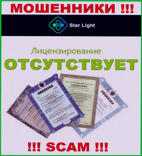 У компании СтарЛайт24 нет разрешения на ведение деятельности в виде лицензии - это РАЗВОДИЛЫ