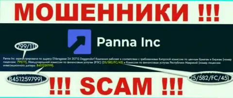 Мошенники ПаннаИнк Ком успешно оставляют без средств своих клиентов, хотя и показали лицензию на портале