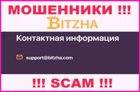 Электронный адрес аферистов Bitzha, информация с официального сайта