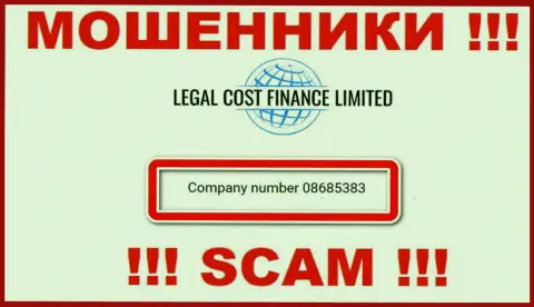 На web-сайте кидал Legal-Cost-Finance Com предоставлен этот рег. номер указанной конторе: 08685383