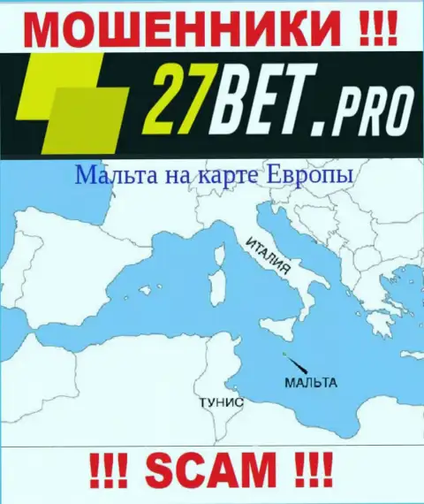 В компании 27Bet Pro абсолютно спокойно оставляют без денег клиентов, ведь зарегистрированы в офшорной зоне на территории - Мальта