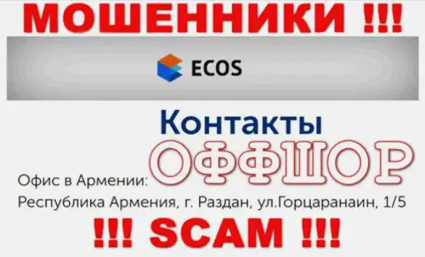 ВНИМАНИЕ, Ecos Am скрылись в оффшоре по адресу - Республика Армения, г. Раздан, ул.Горцаранаин, 1/5 и оттуда воруют вложения