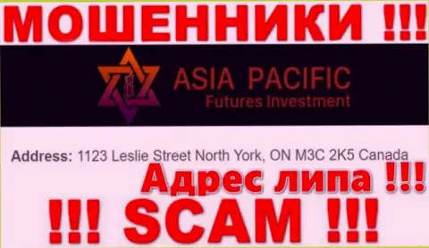 Будьте крайне бдительны !!! Asia Pacific Futures Investment - это явно интернет-мошенники !!! Не хотят показать подлинный официальный адрес компании