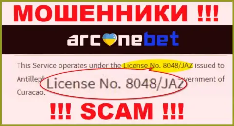 На сайте ArcaneBet Pro предоставлена их лицензия, но это коварные мошенники - не надо доверять им