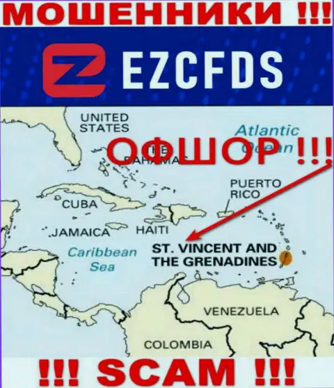 Сент-Винсент и Гренадины - офшорное место регистрации мошенников EZCFDS Com, предложенное на их сайте