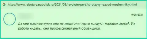 Недоброжелательный реальный отзыв о конторе RevolutExpert - это коварные internet мошенники