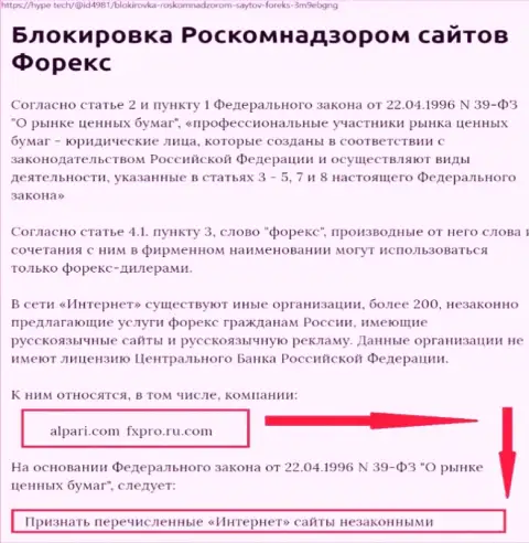 Сведения о блокировке сервиса ФОРЕКС-ворюг FxPro
