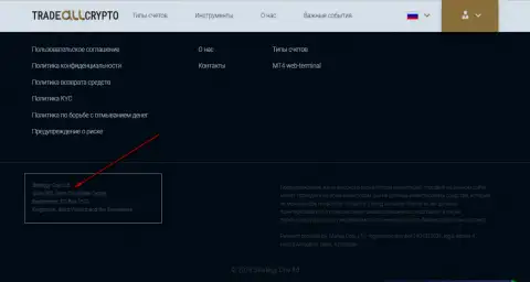 Место базирования юр. лица Форекс брокера Трейд Алл Крипто